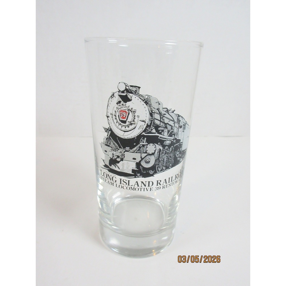 Long Island Railroad Steam Locomotive 39 Restoration Clear Glass Tumbler LIRR